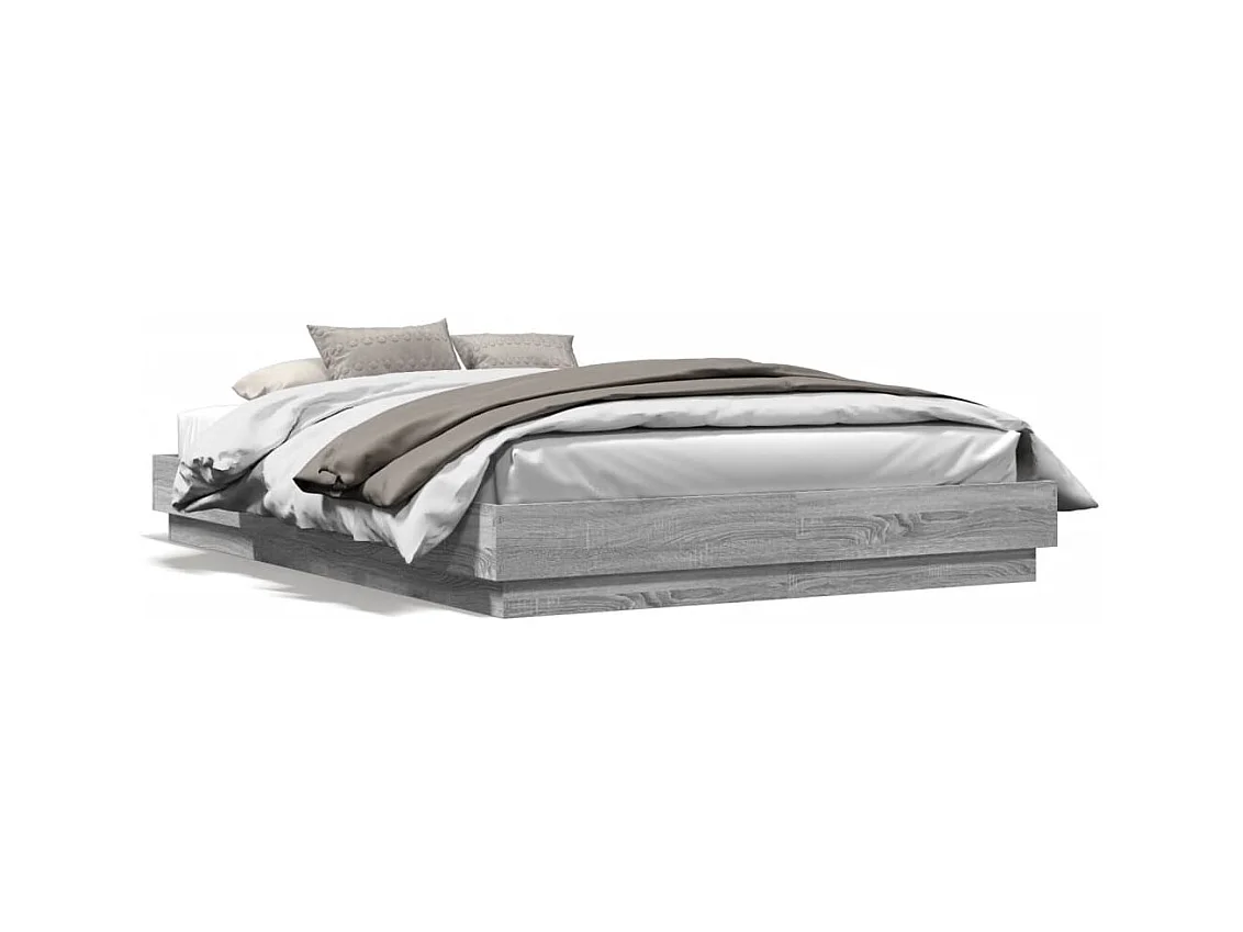 Lit simple | Lit adulte, enfant | Cadre de lit avec LED sonoma gris 120x200 cm