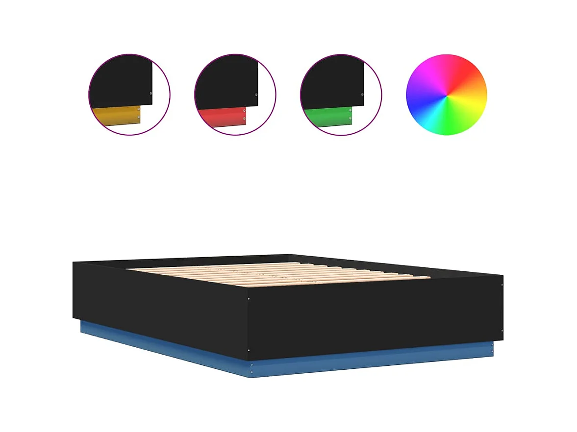 Lit double | Lit adulte | Cadre de lit avec LED noir 160x200 cm