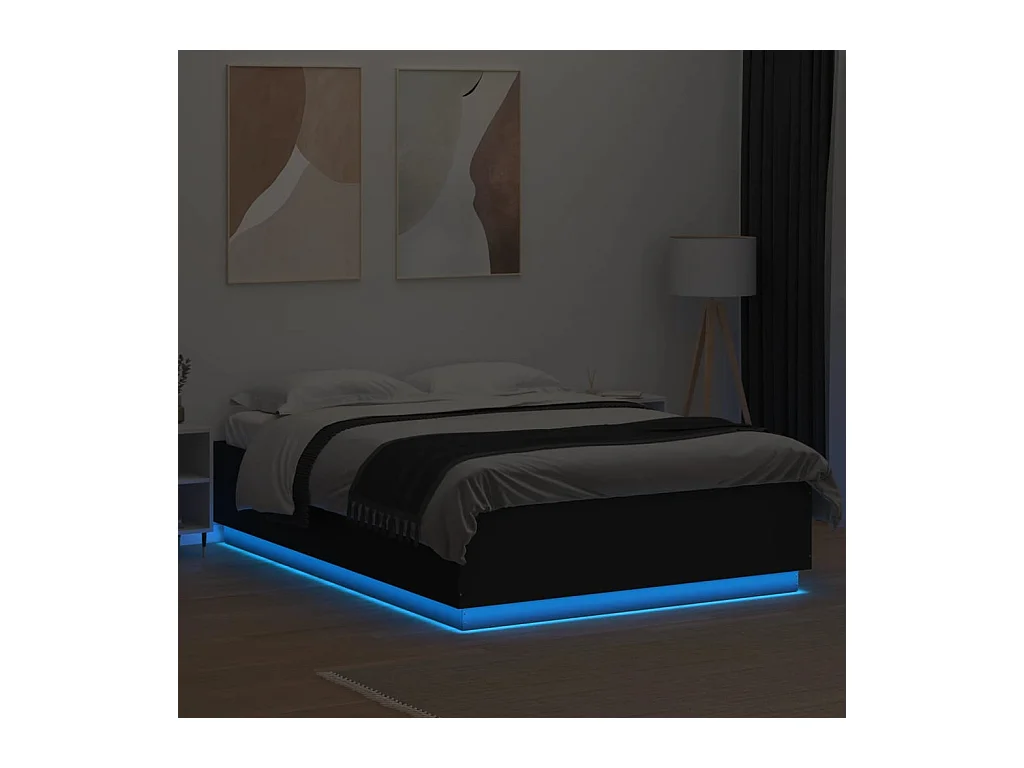 Lit double | Lit adulte | Cadre de lit avec LED noir 160x200 cm