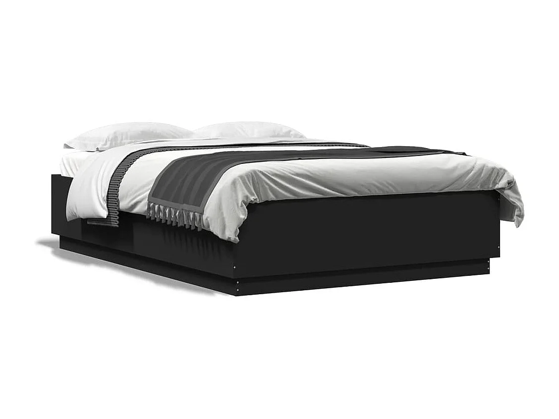 Lit double | Lit adulte | Cadre de lit avec LED noir 160x200 cm