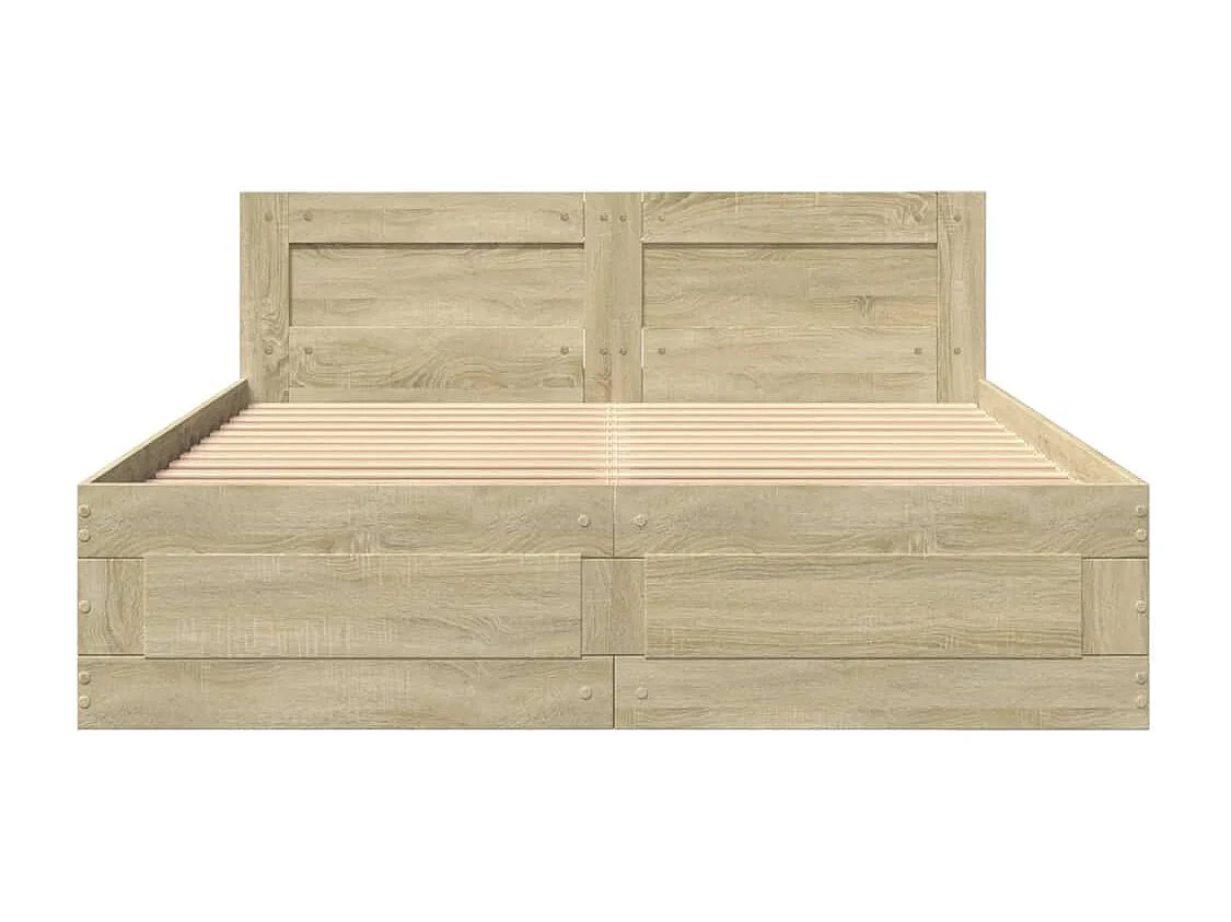 Letto per adulti | Letto singolo | Giroletto Testiera Rovere Sonoma 120x200 cm Legno Multistrato