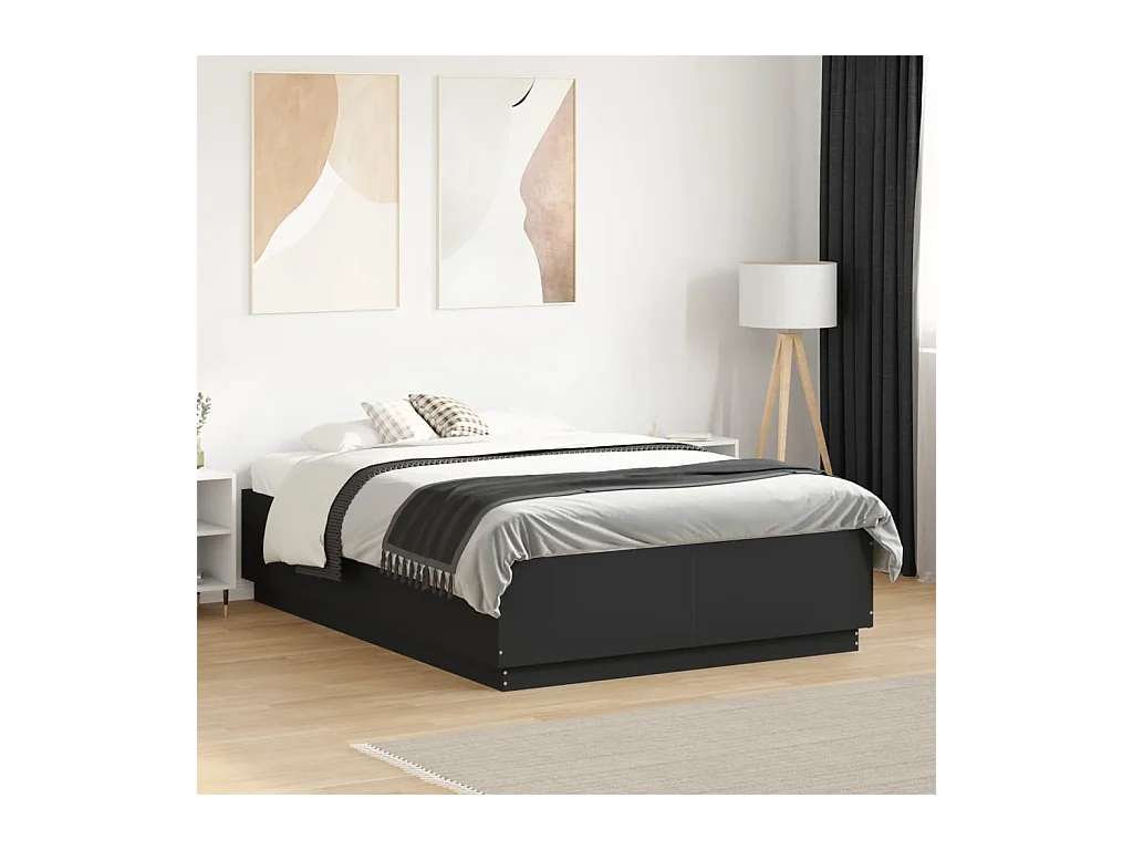 Lit simple | Lit adulte, enfant | Cadre de lit avec LED noir 120x190 cm