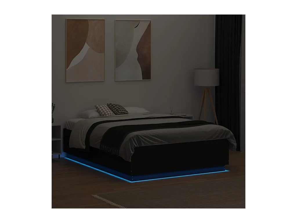 Lit simple | Lit adulte, enfant | Cadre de lit avec LED noir 120x190 cm