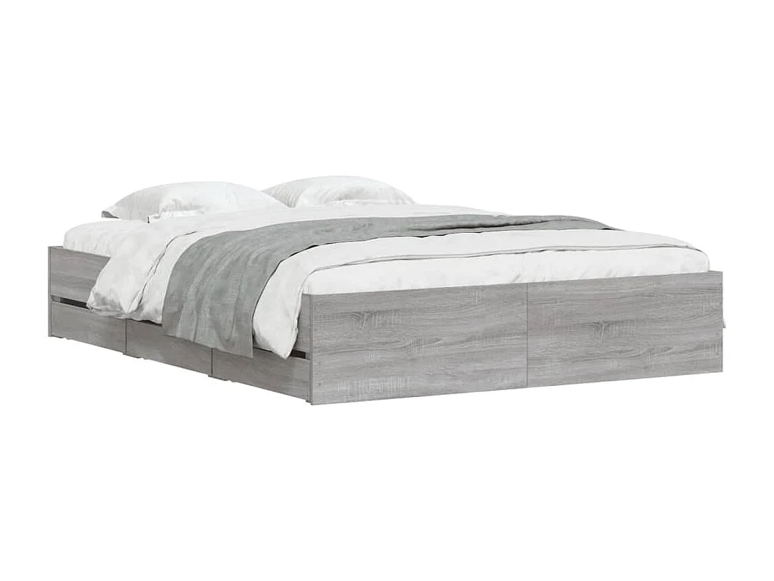 Lit double | Lit adulte | Cadre de lit avec tiroirs sonoma gris 140x190 cm