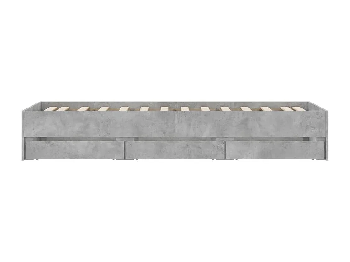 Lit simple | Lit adulte, enfant | Cadre de lit avec tiroirs gris béton 90x190 cm