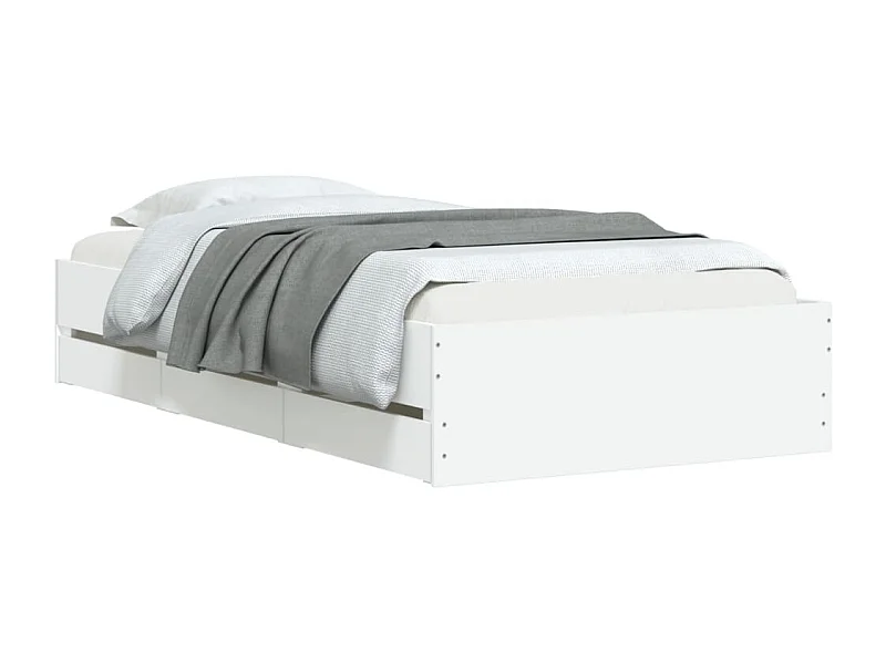 Lit simple | Lit adulte, enfant | Cadre de lit avec tiroirs blanc 100x200 cm