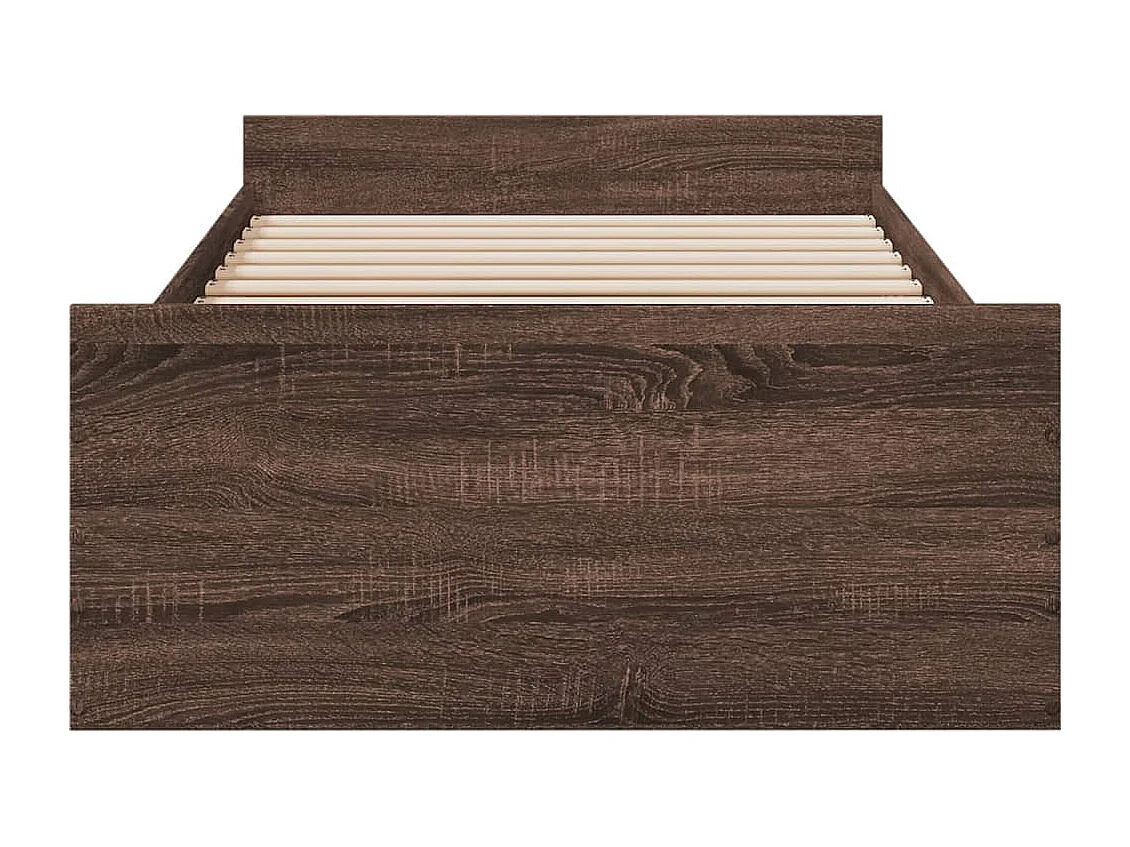 Lit simple | Lit adulte, enfant | Cadre de lit avec tiroirs chêne marron 75x190 cm