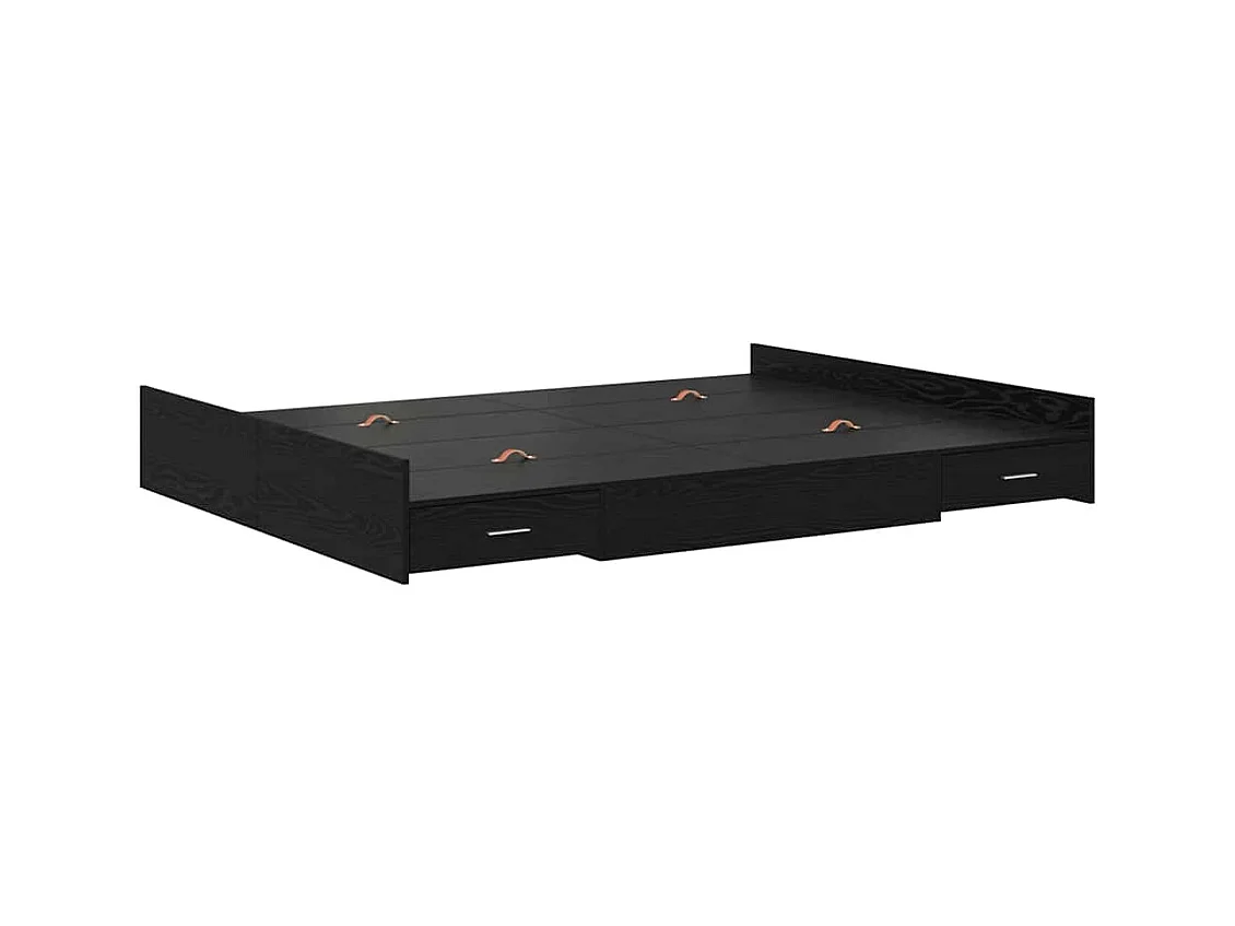 Lit double | Lit adulte | Cadre de lit avec rangement avec tiroir Chêne noir 140x190 cm