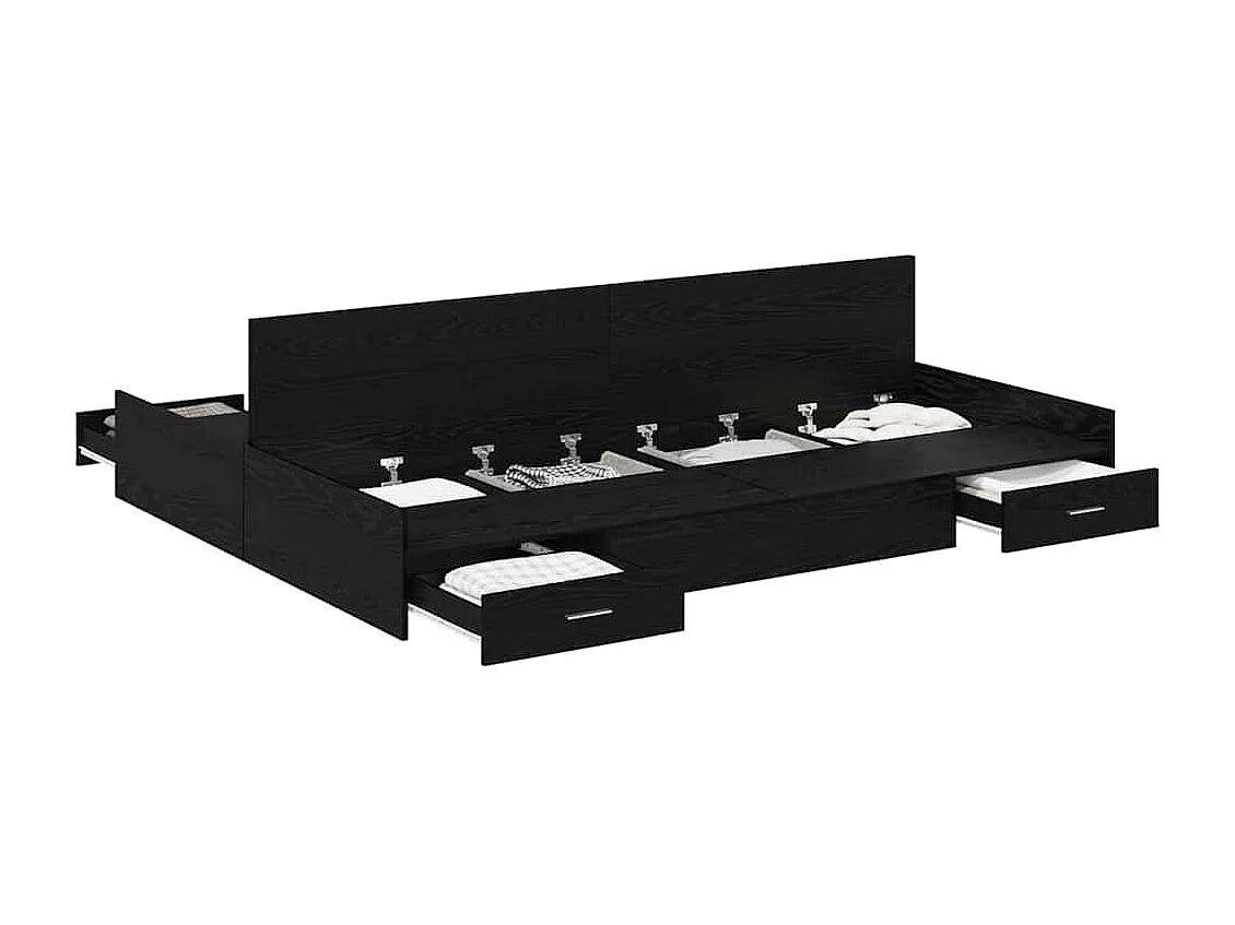 Lit double | Lit adulte | Cadre de lit avec rangement avec tiroir Chêne noir 140x190 cm