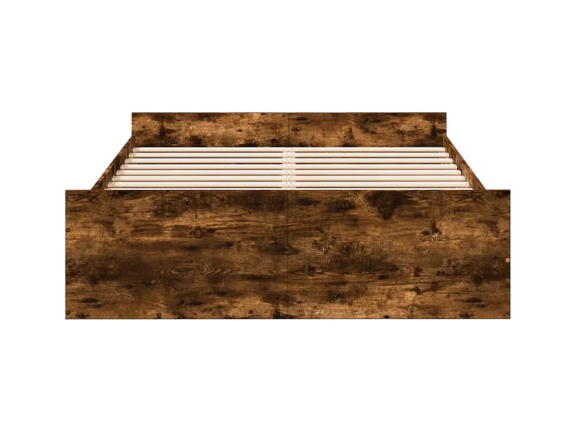 Lit double | Lit adulte | Cadre de lit avec tiroirs chêne fumé 140x190 cm