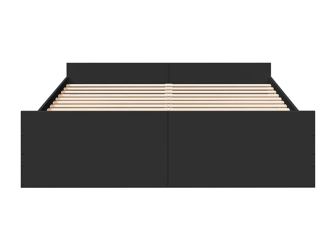 Lit double | Lit adulte | Cadre de lit avec tiroirs noir 160x200 cm