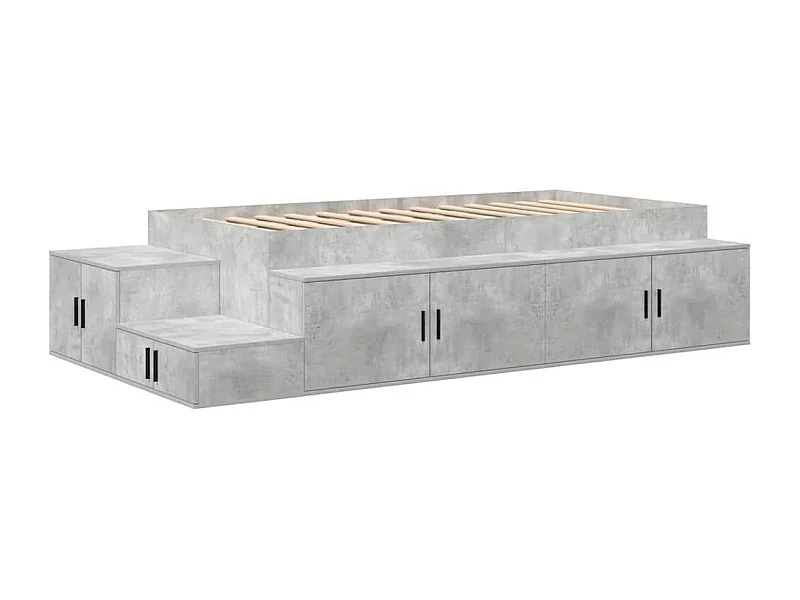 Lit simple | Lit adulte, enfant | Cadre de lit avec rangement Gris béton 234x103x53.5 cm