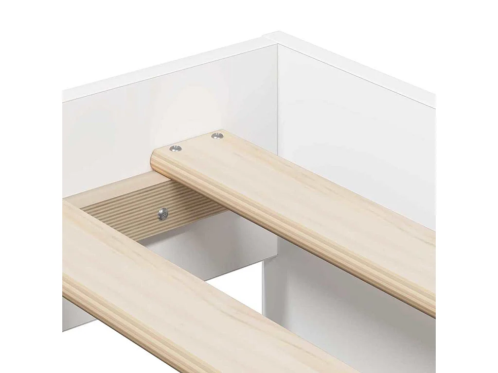 Lit simple | Lit adulte, enfant | Cadre de lit avec rangement Blanc 234x118x53.5 cm