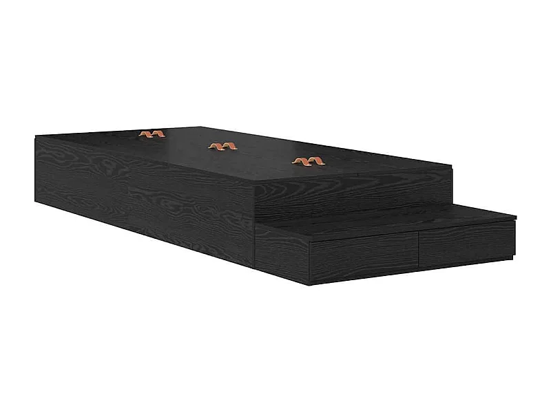 Lit simple | Lit adulte, enfant | Cadre de lit avec rangement Chêne noir 236.5x80x31.5 cm