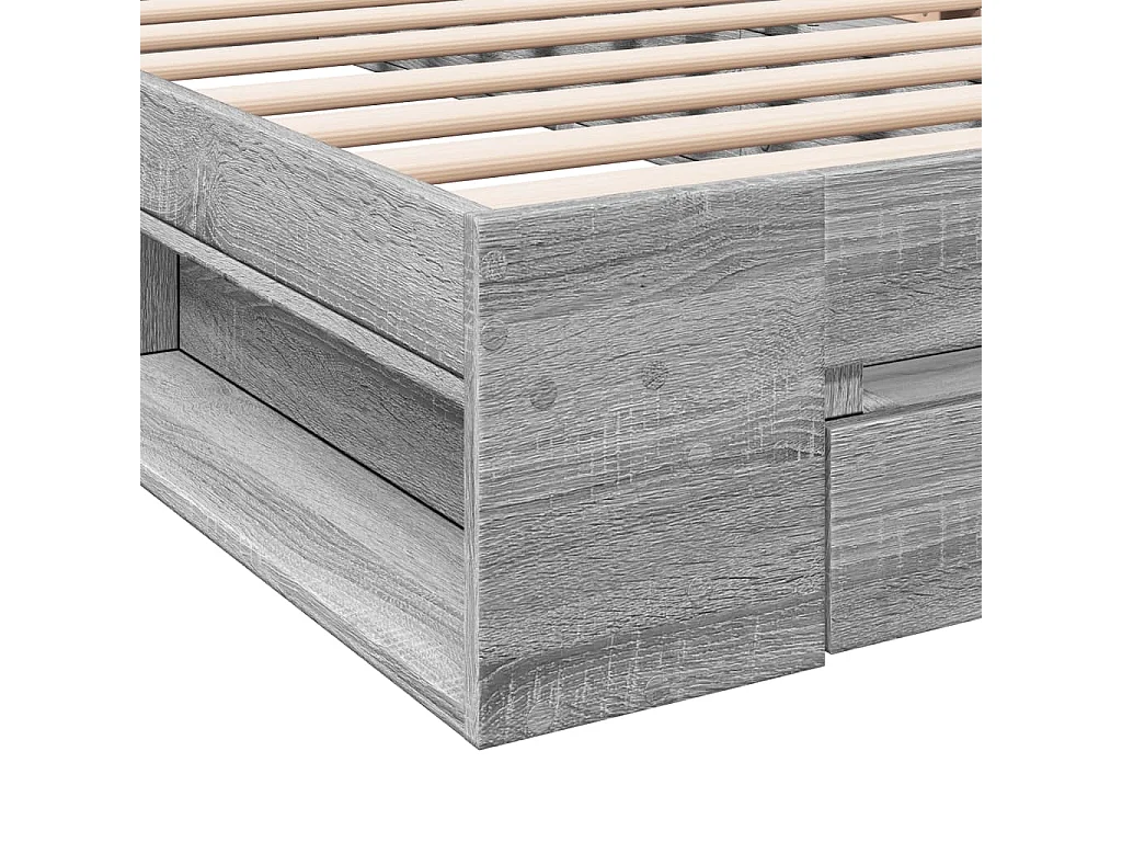 Lit simple | Lit adulte, enfant | Cadre de lit avec tiroir sonoma gris 90x190 cm