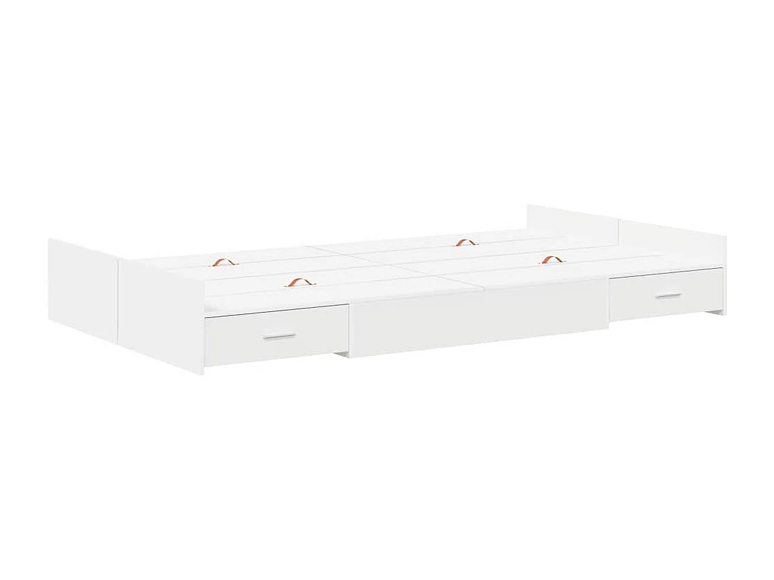 Lit simple | Lit adulte, enfant | Cadre de lit avec rangement avec tête de lit Blanc 120x190 cm