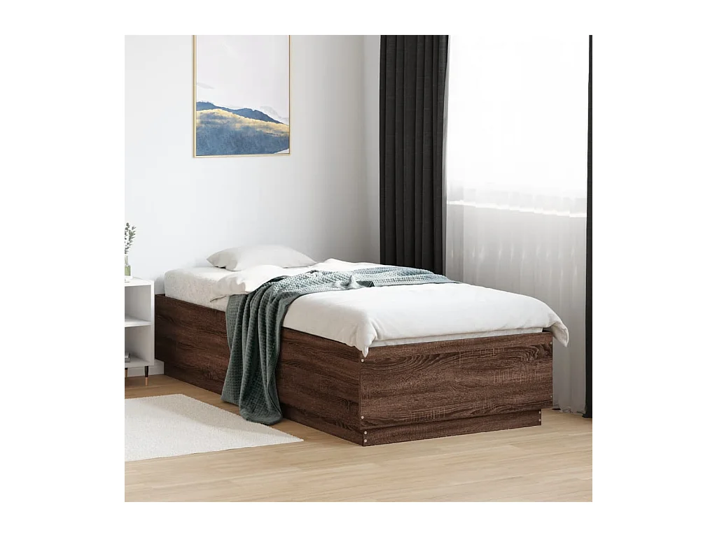Lit simple | Lit adulte, enfant | Cadre de lit avec LED chêne marron 90x200 cm