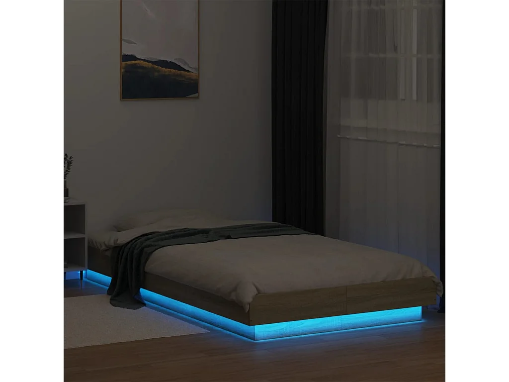 Lit simple | Lit adulte, enfant | Cadre de lit avec lumières LED 90x200 cm