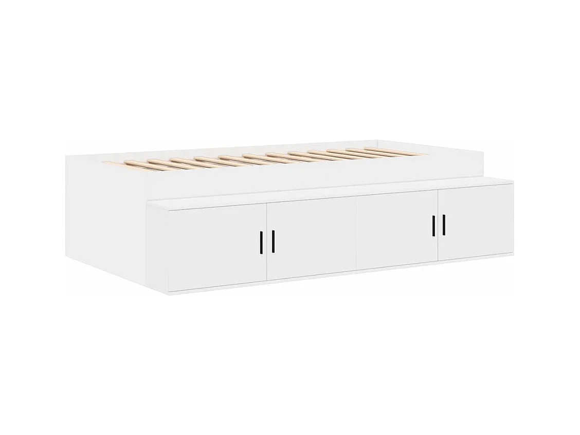 Lit simple | Lit adulte, enfant | Cadre de lit avec rangement Blanc 90x200 cm cm