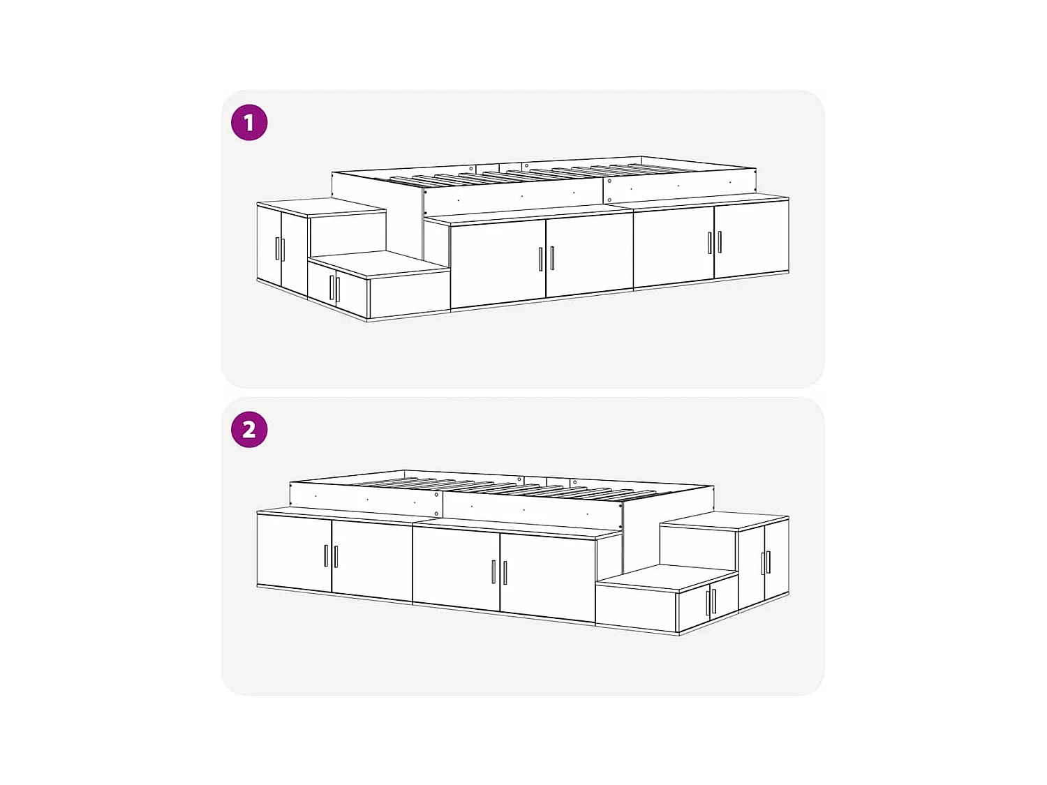 Lit simple | Lit adulte, enfant | Cadre de lit avec rangement Blanc 90x200 cm cm