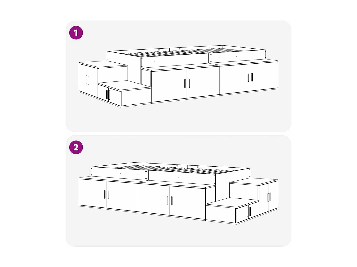 Lit simple | Lit adulte, enfant | Cadre de lit avec rangement Blanc 90x200 cm cm