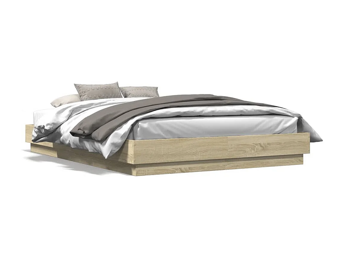 Lit double | Lit adulte | Cadre de lit avec LED chêne sonoma 140x200 cm