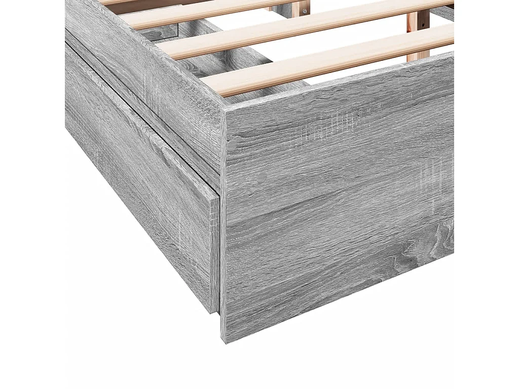 Lit double | Lit adulte | Cadre de lit avec tiroirs sonoma gris 160x200 cm