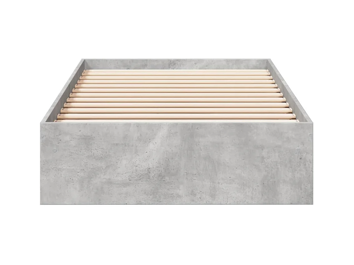 Lit simple | Lit adulte, enfant | Cadre de lit avec tiroirs gris béton 90x200 cm