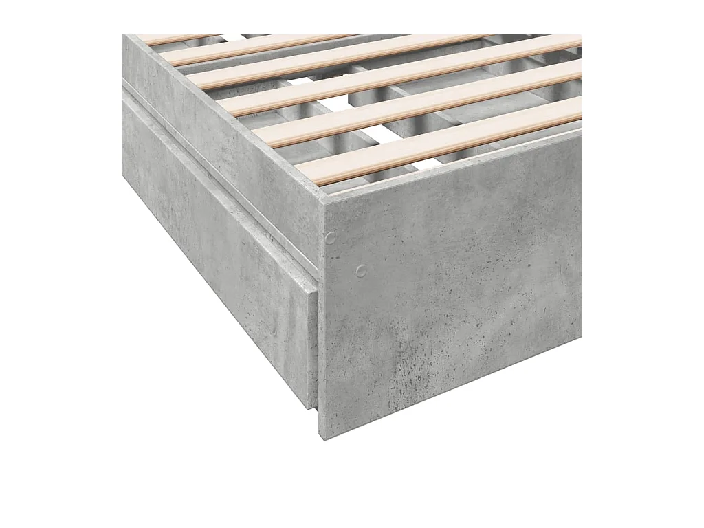 Lit simple | Lit adulte, enfant | Cadre de lit avec tiroirs gris béton 90x200 cm