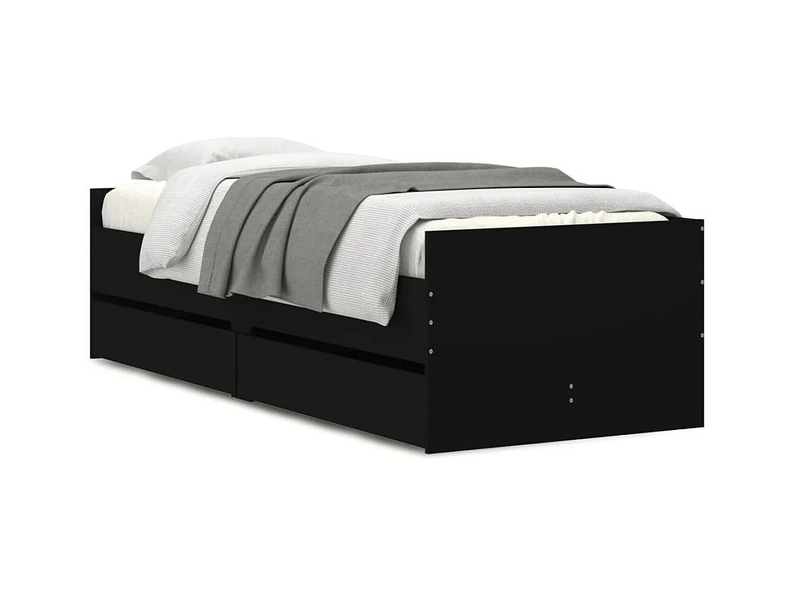 Lit simple | Lit adulte, enfant | Cadre de lit noir 75x190 cm