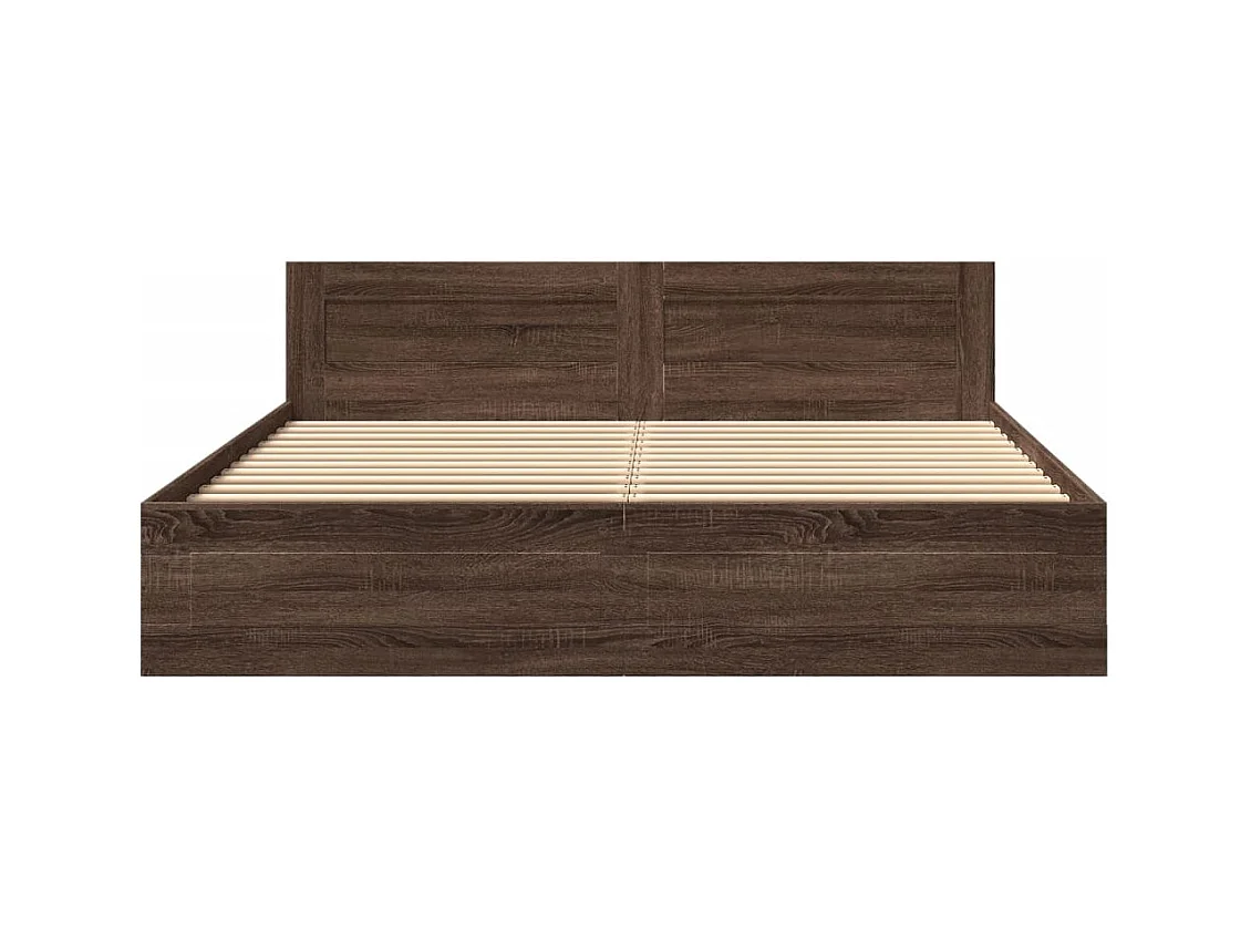 Lit double | Lit adulte | Cadre de lit tête de lit chêne marron 200x200 cm