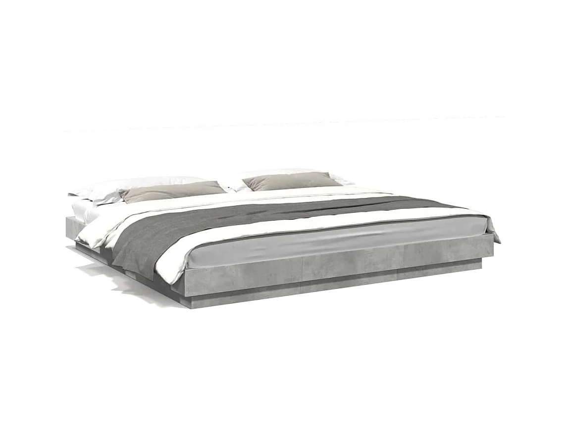 Lit double | Lit adulte | Cadre de lit et lumières LED gris béton 180x200 cm