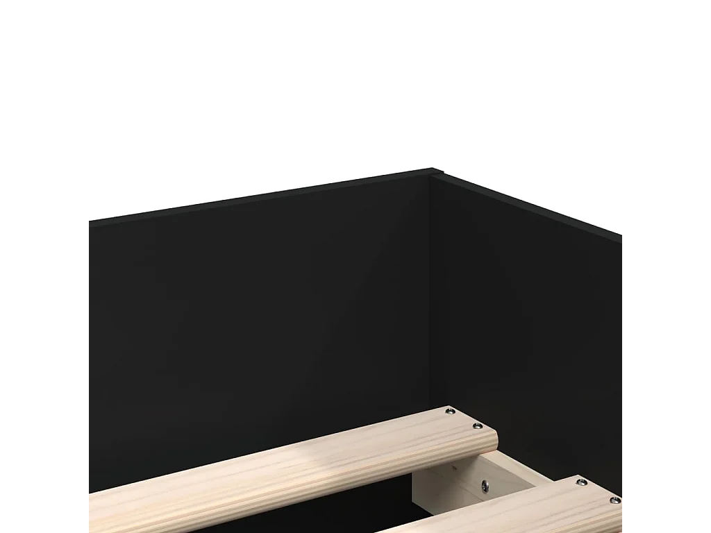 Lit simple | Lit adulte, enfant | Cadre de lit avec tiroirs noir 90x190 cm