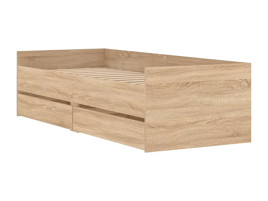 Lit simple | Lit adulte, enfant | Cadre de lit avec tiroirs chêne sonoma 90x200 cm