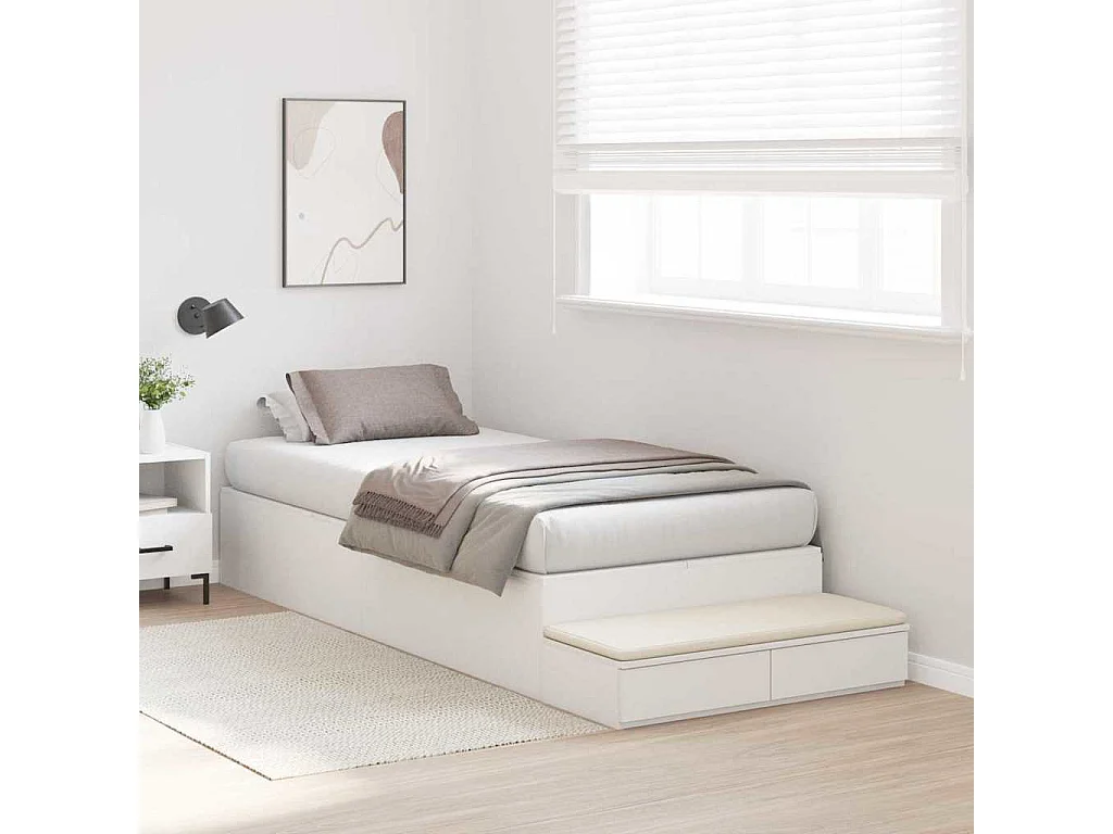 Lit simple | Lit adulte, enfant | Cadre de lit avec rangement Blanc 236.5x90x31.5 cm