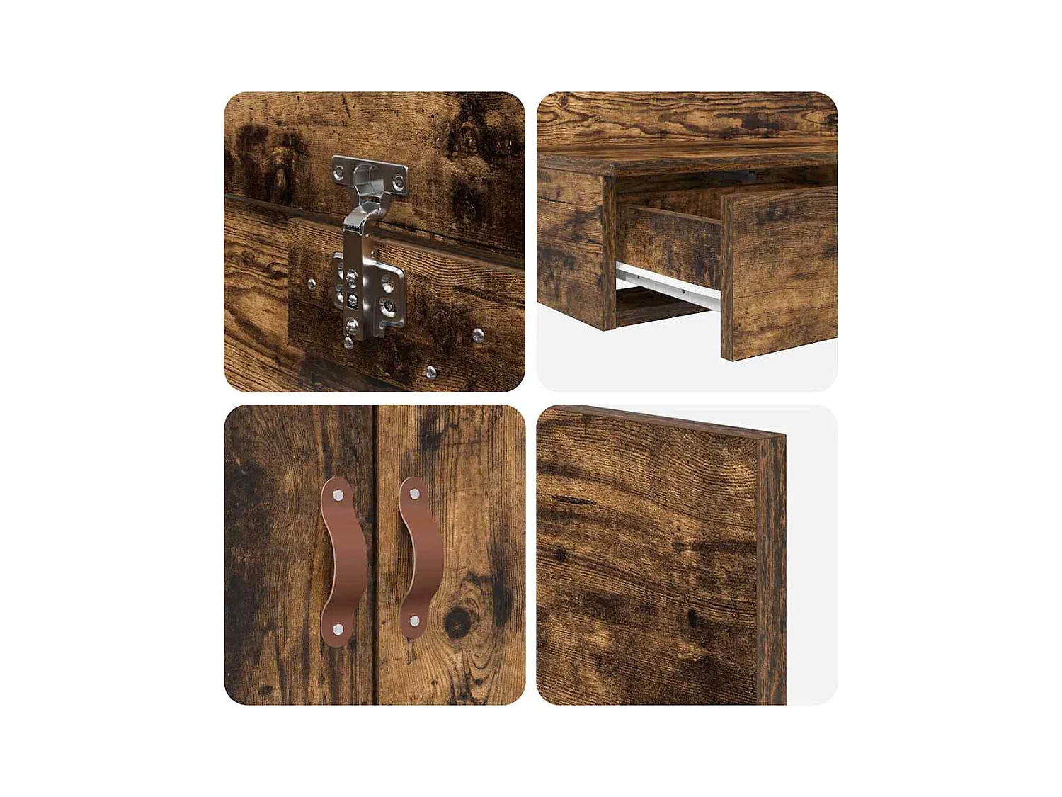 Lit simple | Lit adulte, enfant | Cadre de lit avec rangement Chêne fumé 75x190 cm cm