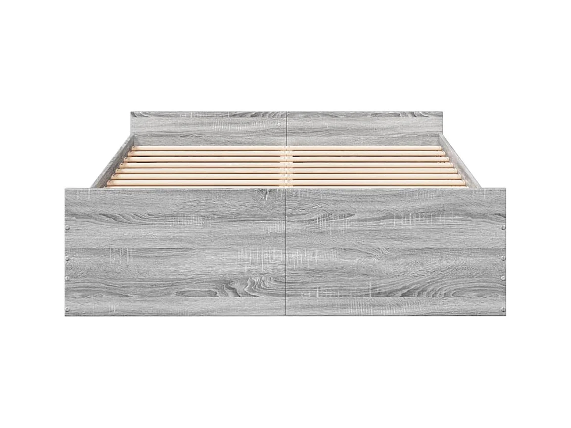 Lit simple | Lit adulte, enfant | Cadre de lit avec tiroirs sonoma gris 120x200 cm
