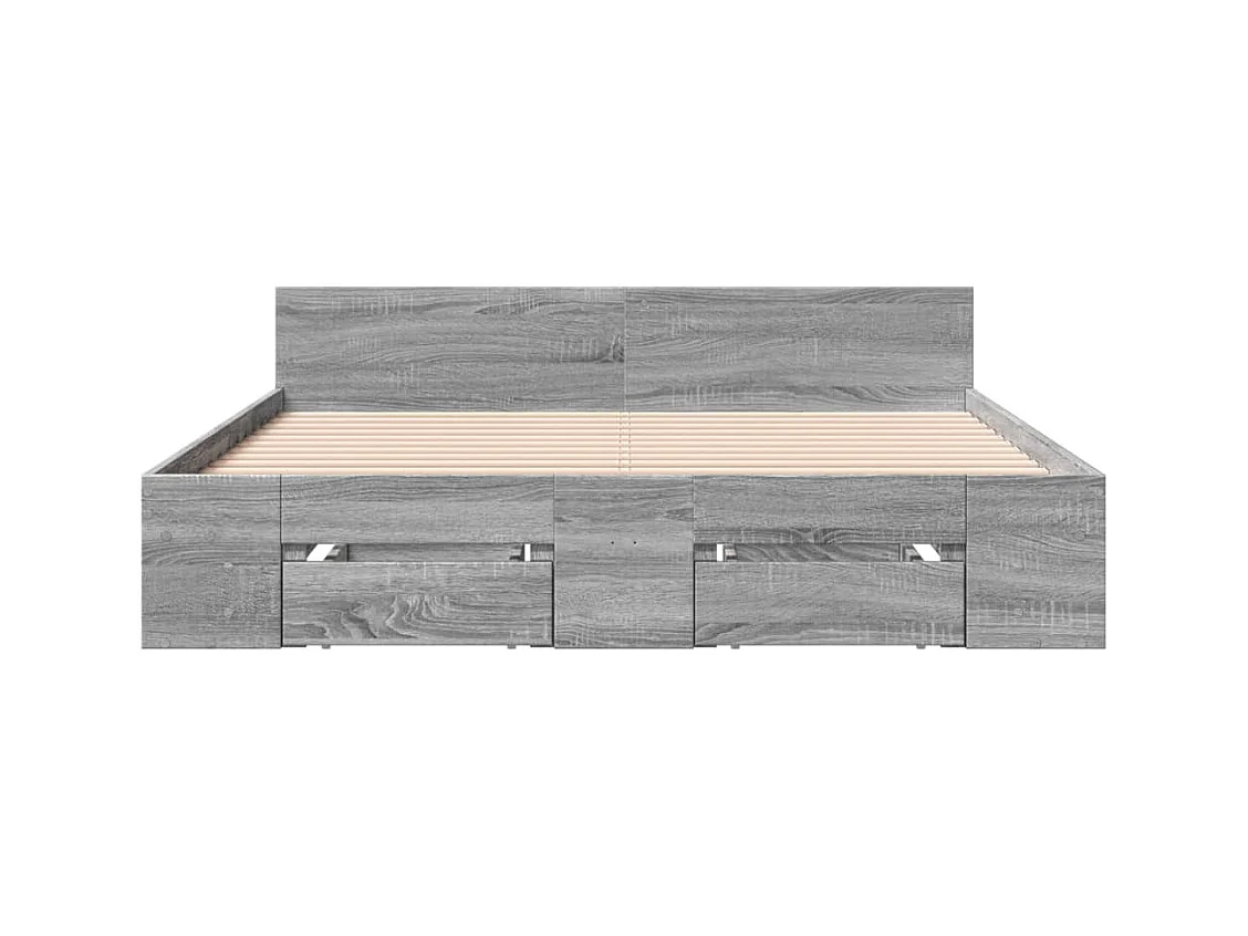 Lit simple | Lit adulte, enfant | Cadre de lit avec tiroirs sonoma gris 120x200 cm