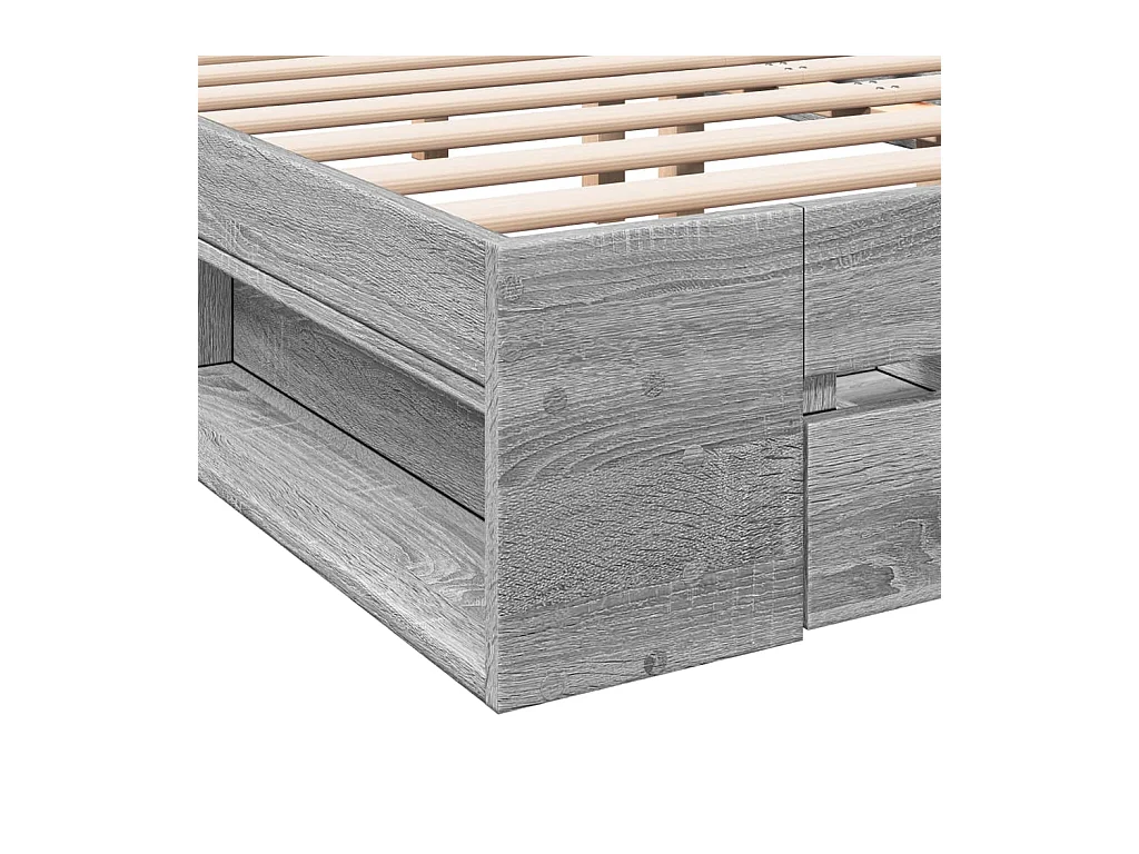 Lit simple | Lit adulte, enfant | Cadre de lit avec tiroirs sonoma gris 120x200 cm