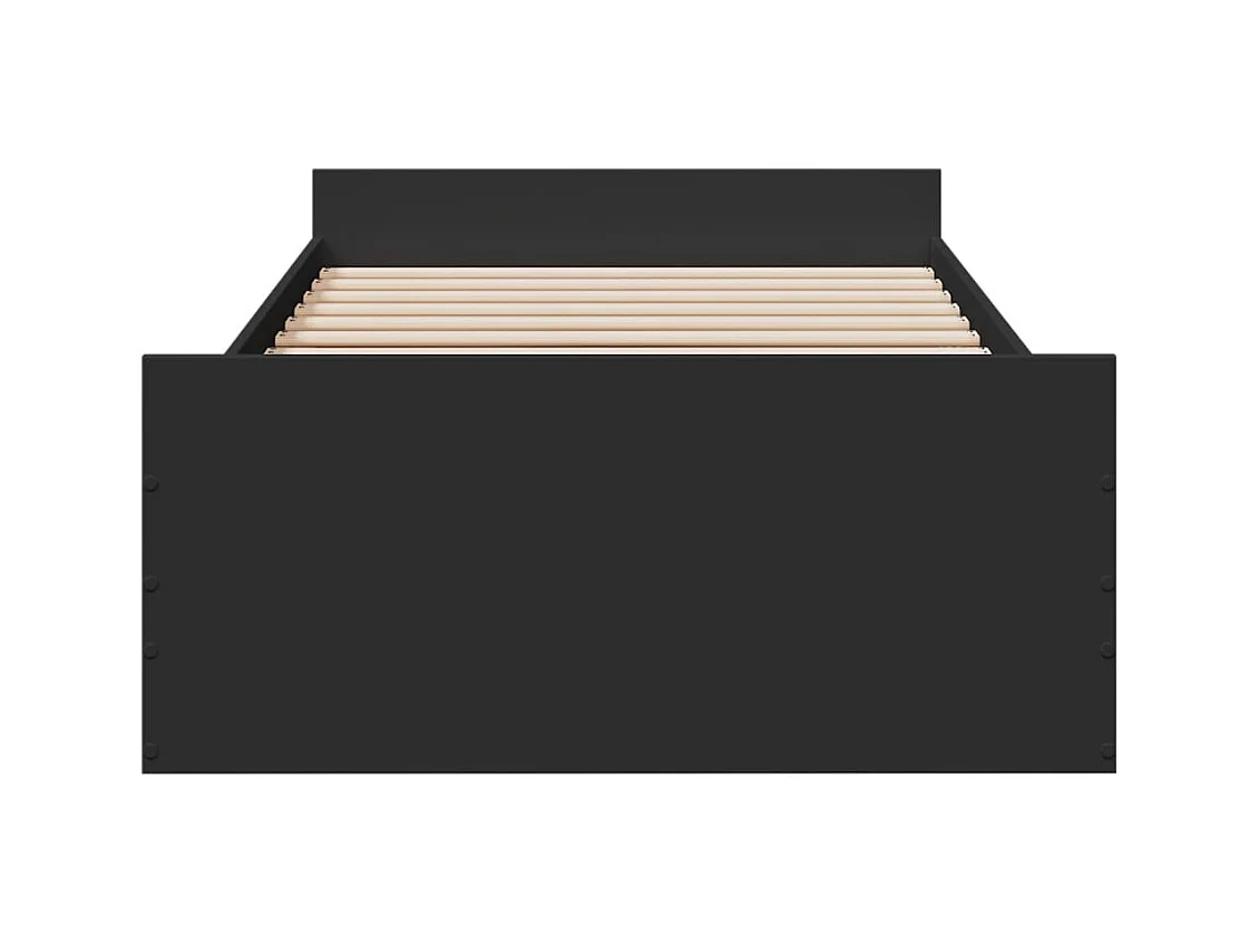 Lit simple | Lit adulte, enfant | Cadre de lit avec tiroirs noir 75x190 cm