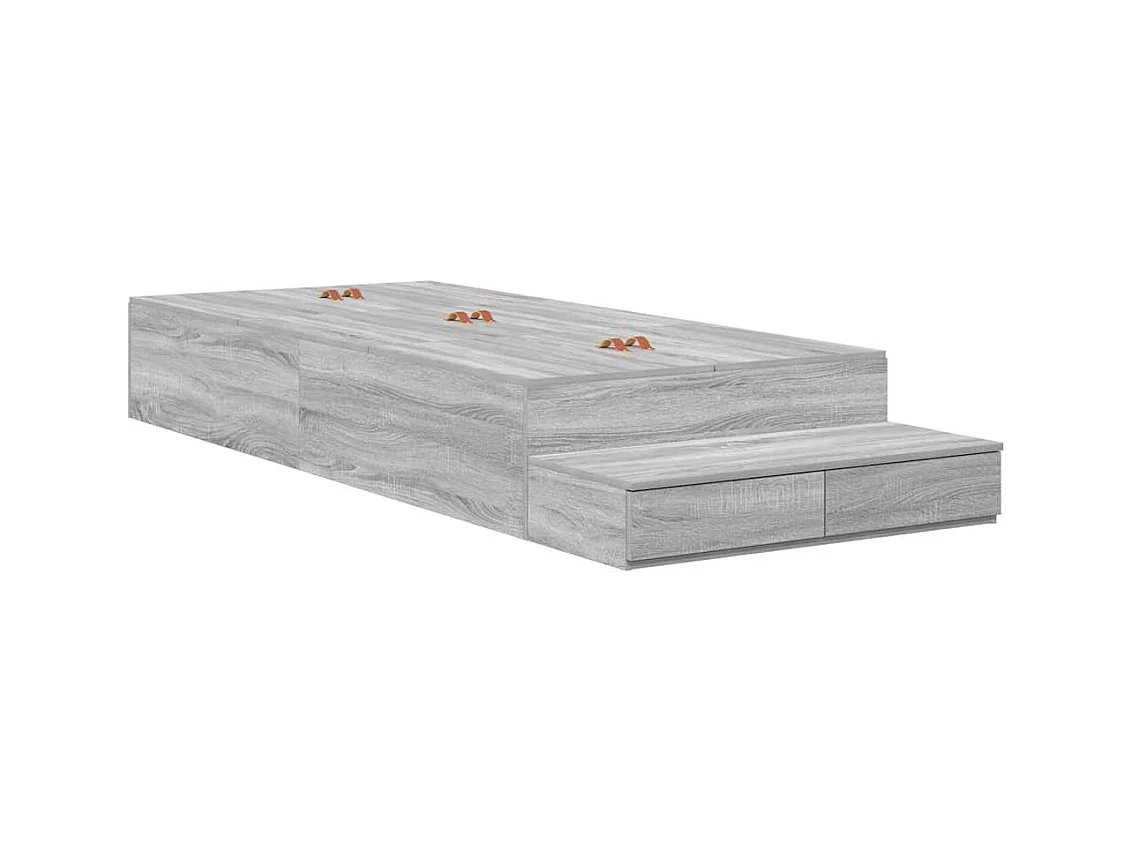 Lit simple | Lit adulte, enfant | Cadre de lit avec rangement Sonoma gris 236.5x90x31.5 cm