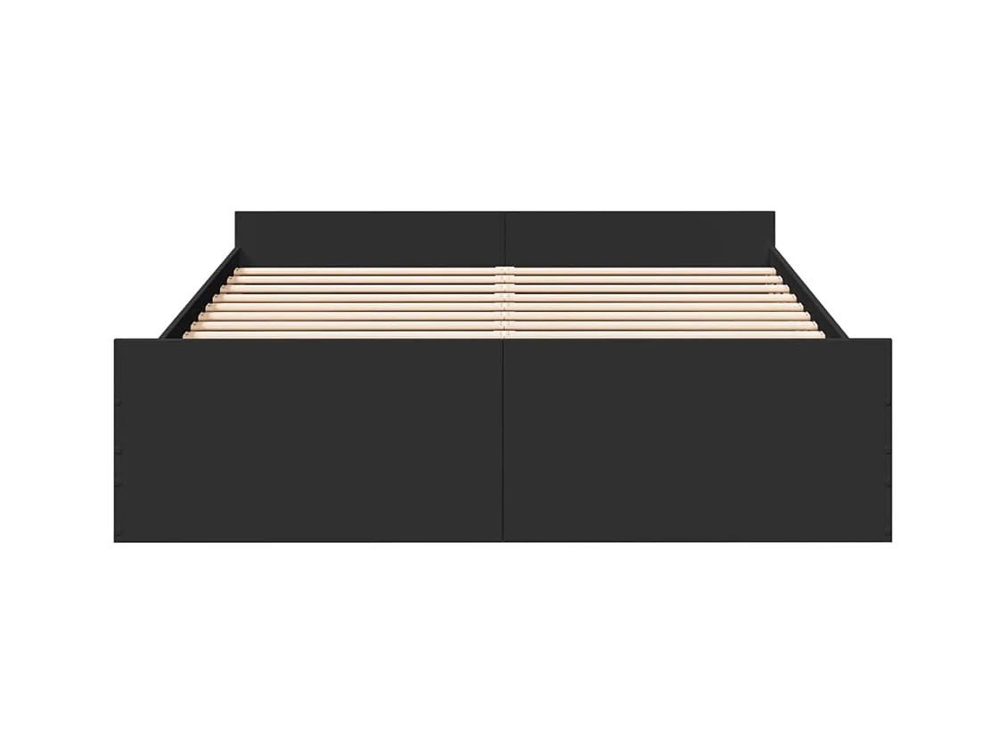 Lit double | Lit adulte | Cadre de lit avec tiroirs noir 150x200 cm