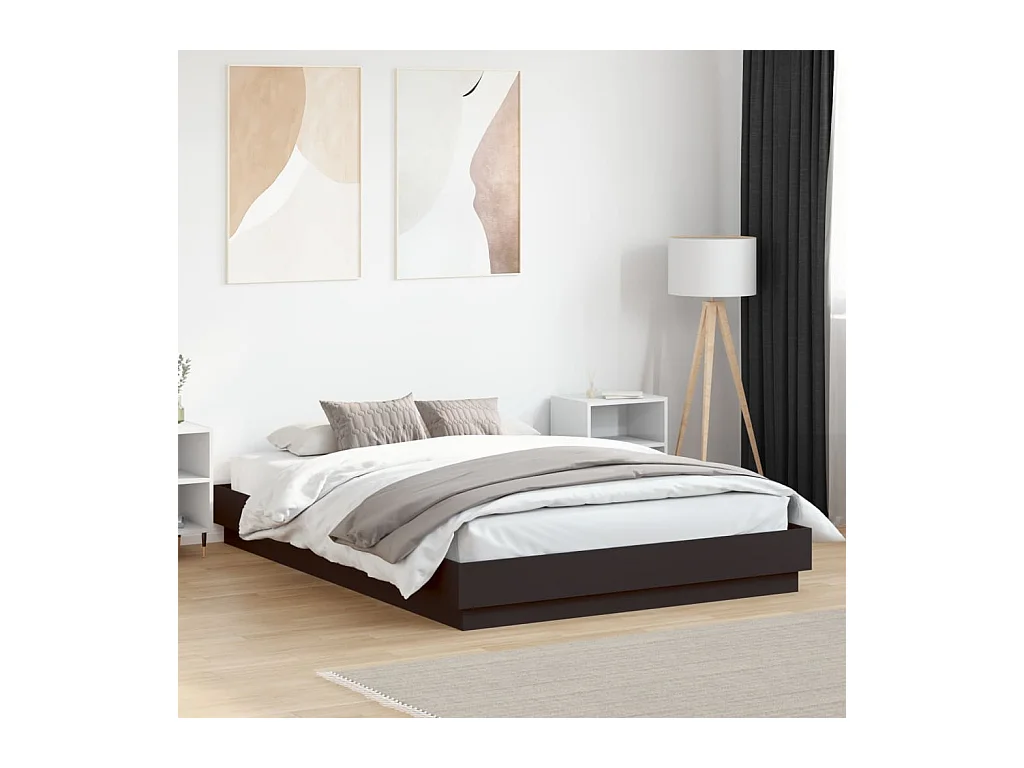 Lit double | Lit adulte | Cadre de lit avec LED noir 150x200 cm