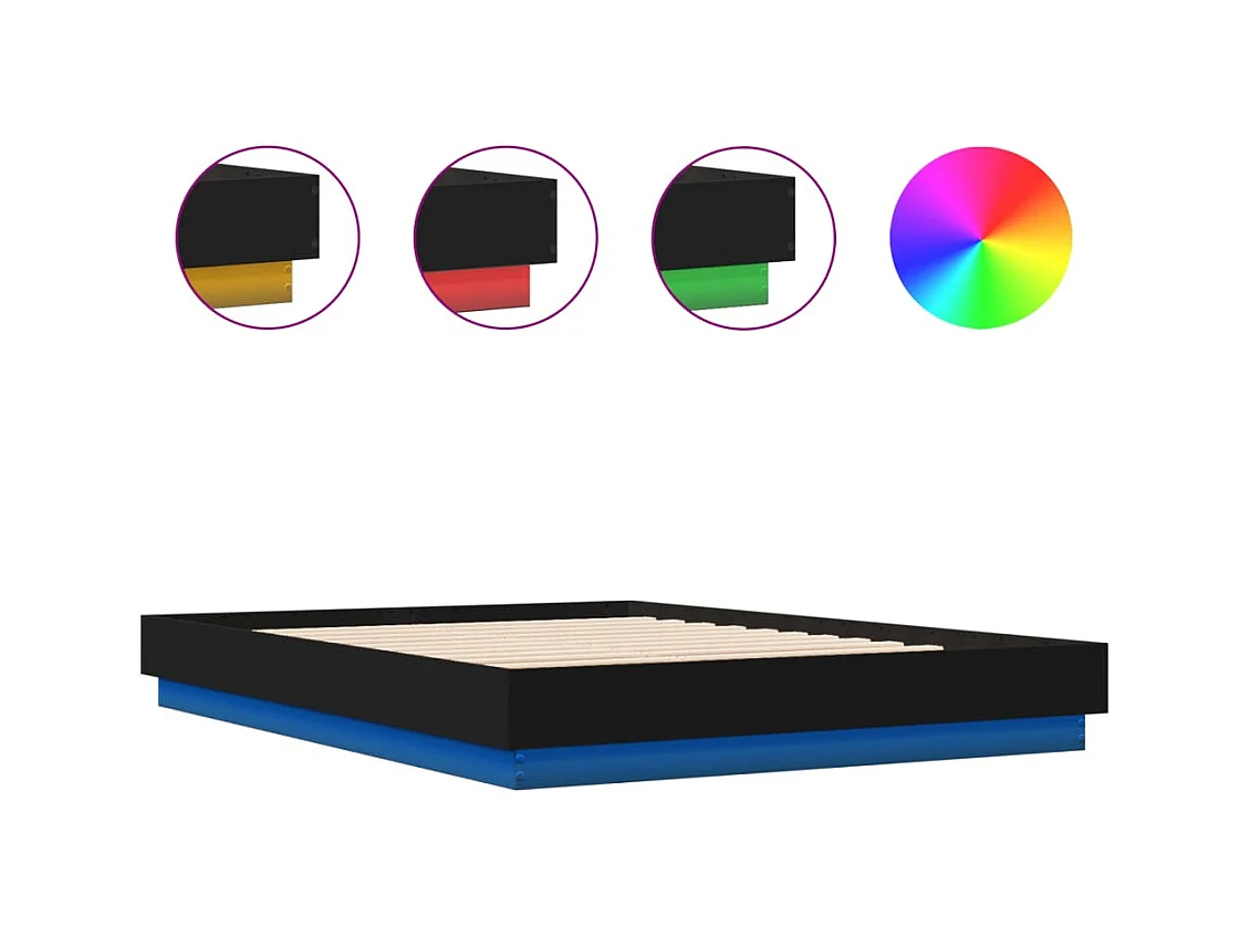 Lit double | Lit adulte | Cadre de lit avec LED noir 150x200 cm