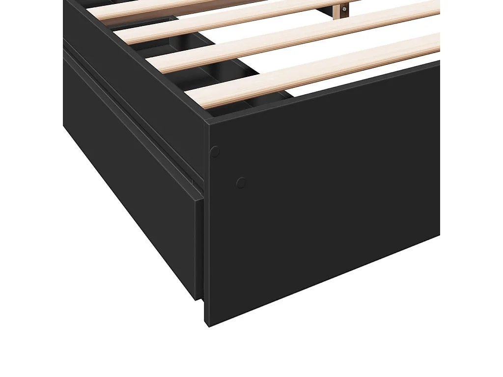 Lit double | Lit adulte | Cadre de lit avec tiroirs noir 180x200 cm