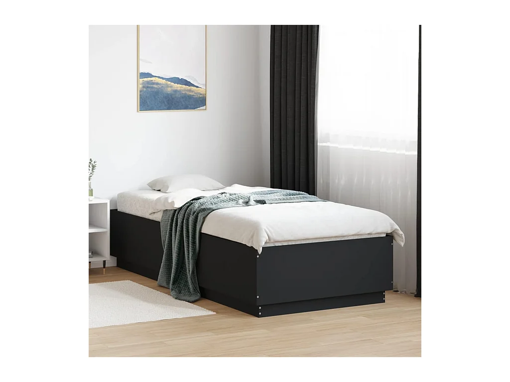 Lit simple | Lit adulte, enfant | Cadre de lit avec LED noir 90x200 cm