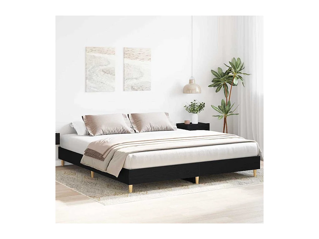 Lit double | Lit adulte | Cadre de lit Chêne noir 180x200 cm Bois d'ingénierie
