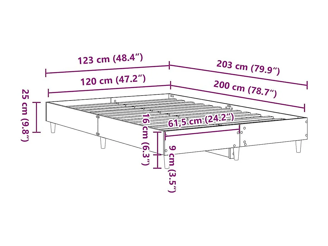 Lit simple | Lit adulte, enfant | Cadre de lit chêne marron 120x200 cm