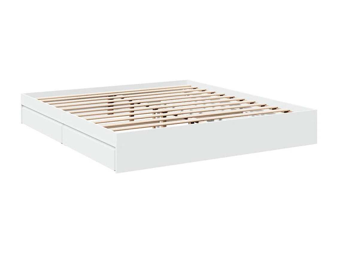 Lit double | Lit adulte | Cadre de lit avec tiroirs blanc 200x200 cm