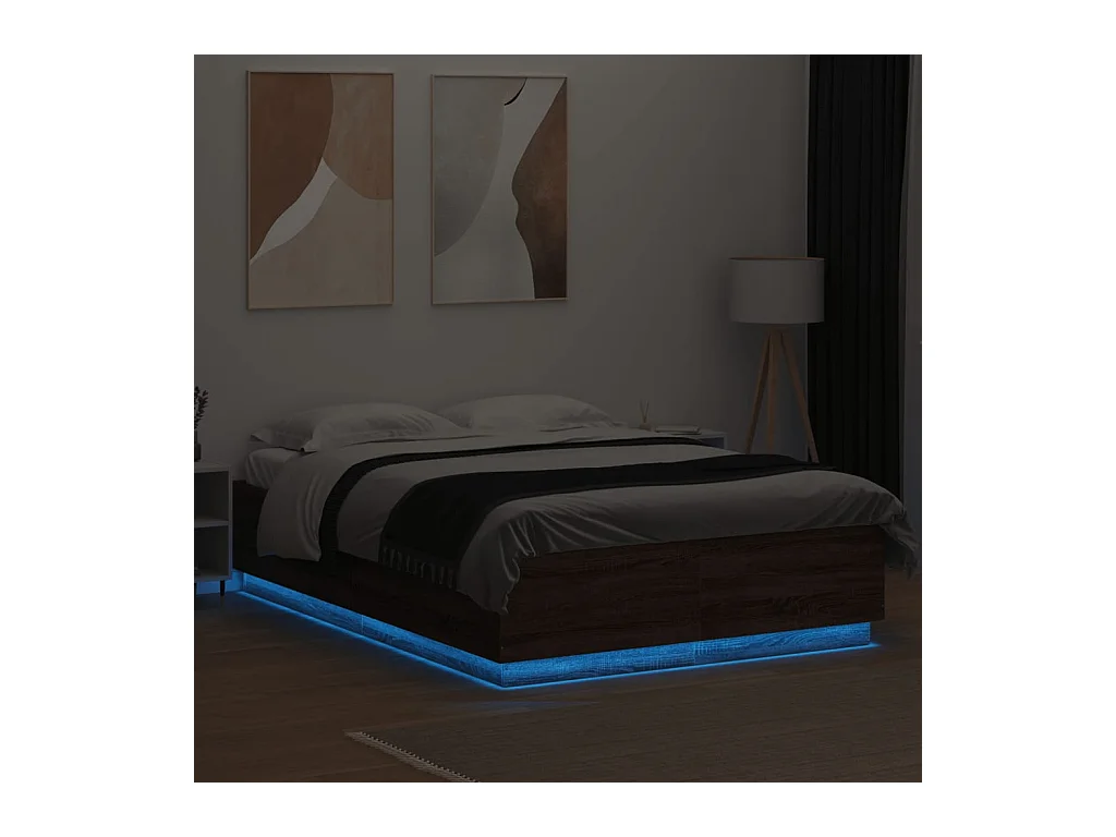 Lit double | Lit adulte | Cadre de lit avec LED chêne marron 150x200 cm